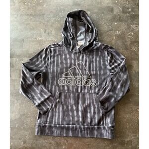 Adidas Youth Size M (10/12) Gray White Logo Tie Dye Hoodie Sweatshirt Pullover
